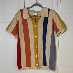 Mavrans Men's Striped Casual Knit Button Down Shirt SzL